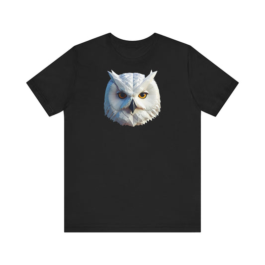 Snow Owl Portrait Unisex Tee - Low Poly Design
