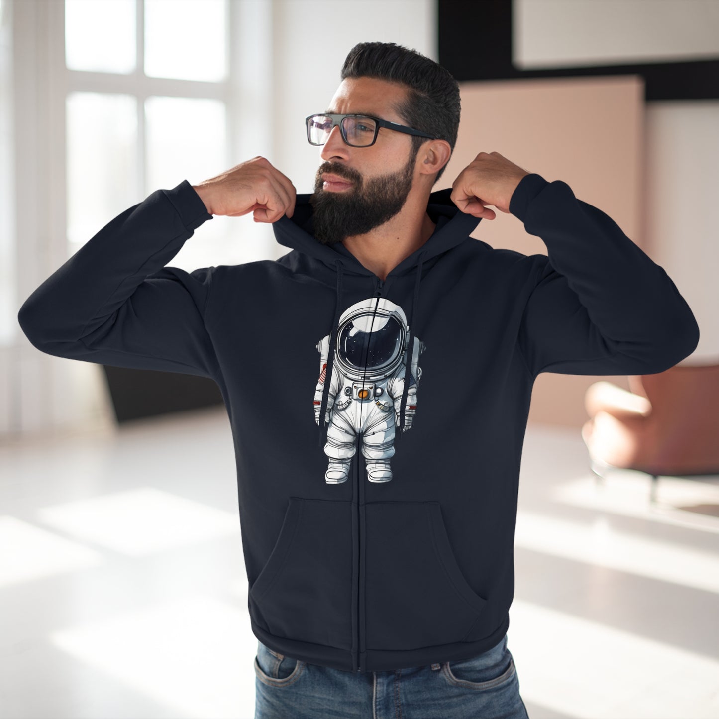 Astronaut Unisex Hooded Zip Sweatshirt