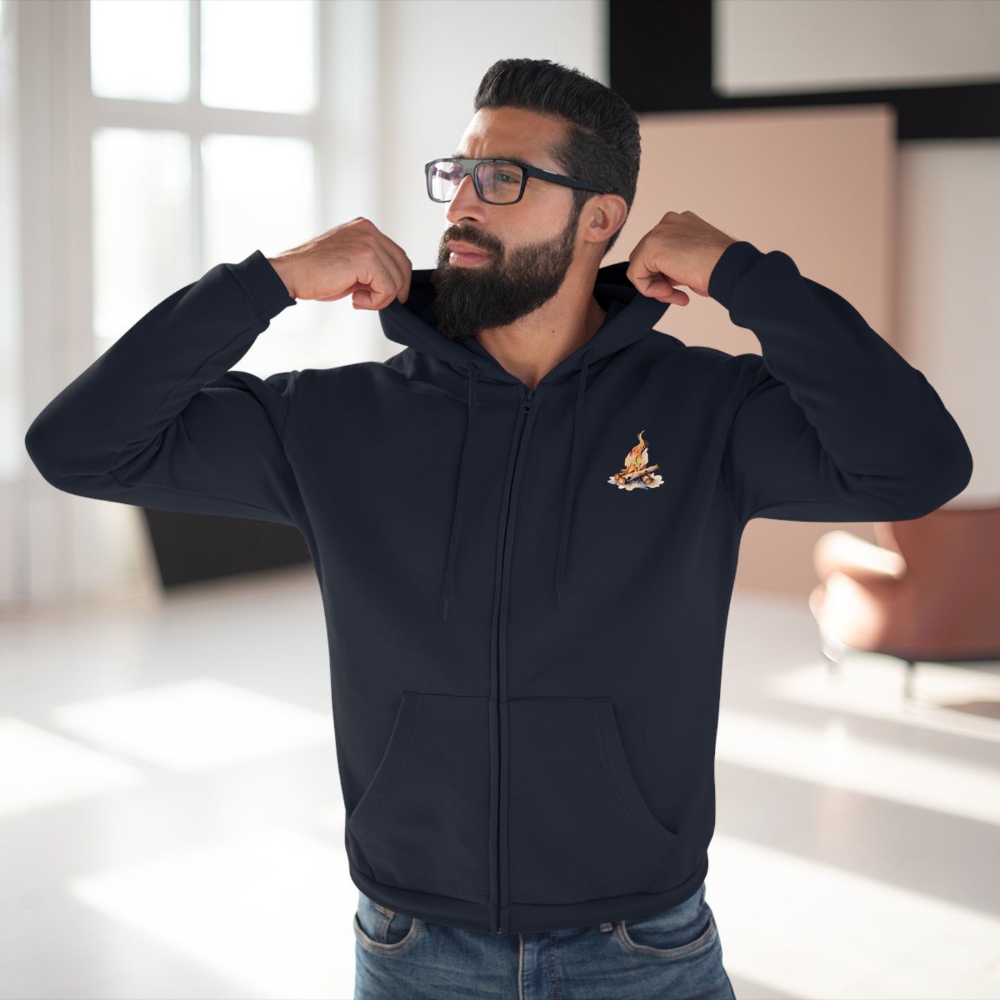 Bonfire Unisex Hooded Zip Sweatshirt