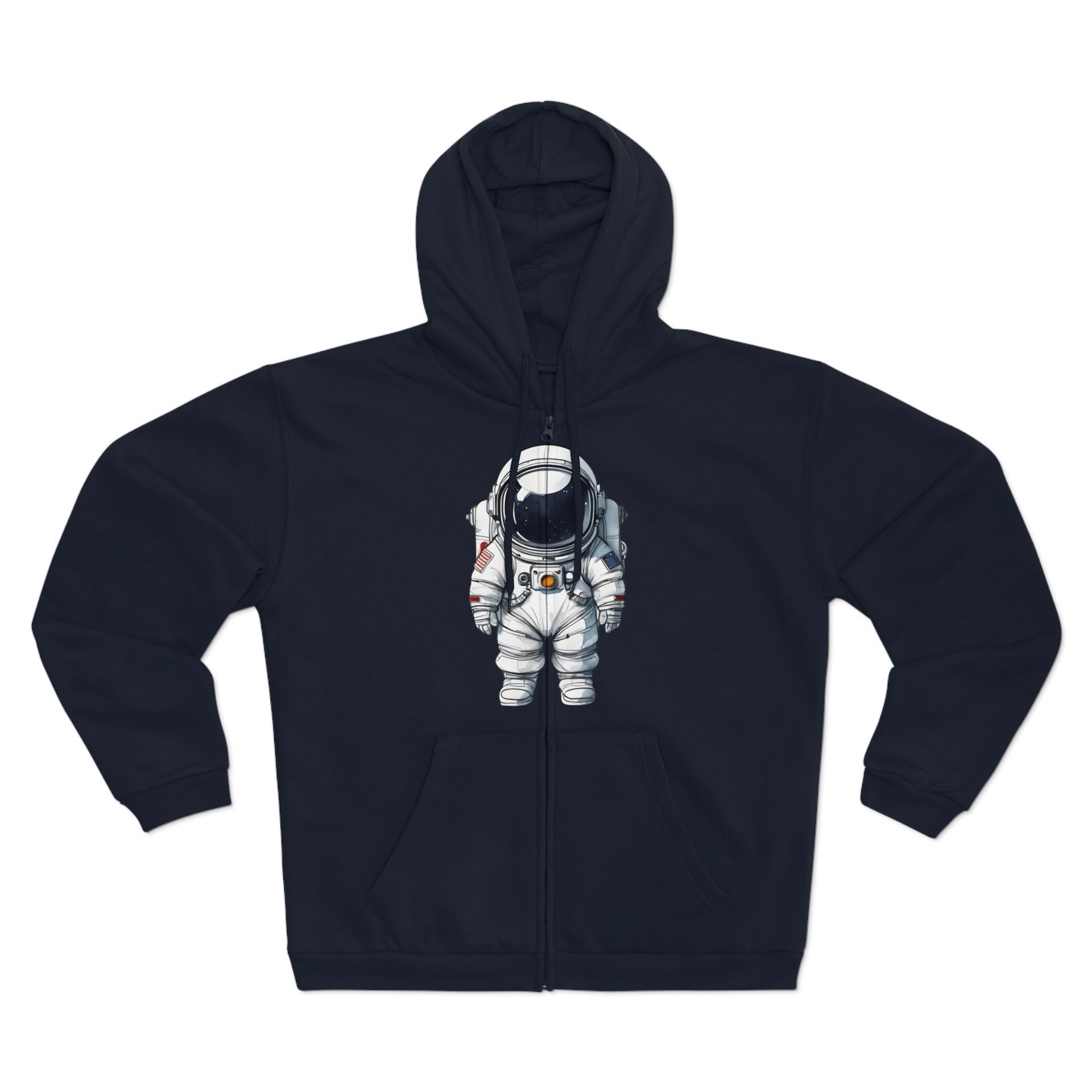 Astronaut Unisex Hooded Zip Sweatshirt Navy XS